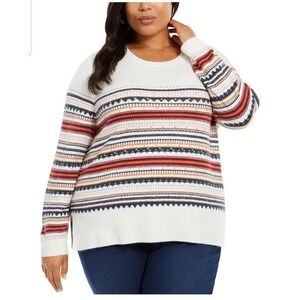 Style&Co Women's Knit Striped Sweater Long Sleeves Size 3XL Plus Multicolor